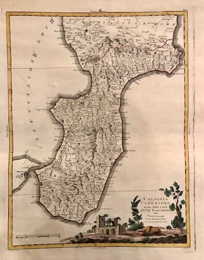 Zatta Antonio (1722-1804) Calabria ulteriore tratta dalle carte del Sig. Rizzi Zannoni 1783 Venezia